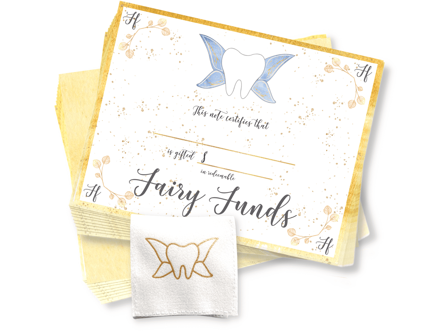 Customizable Tooth Fairy Certificates, a Cash Alternative, pack of 20