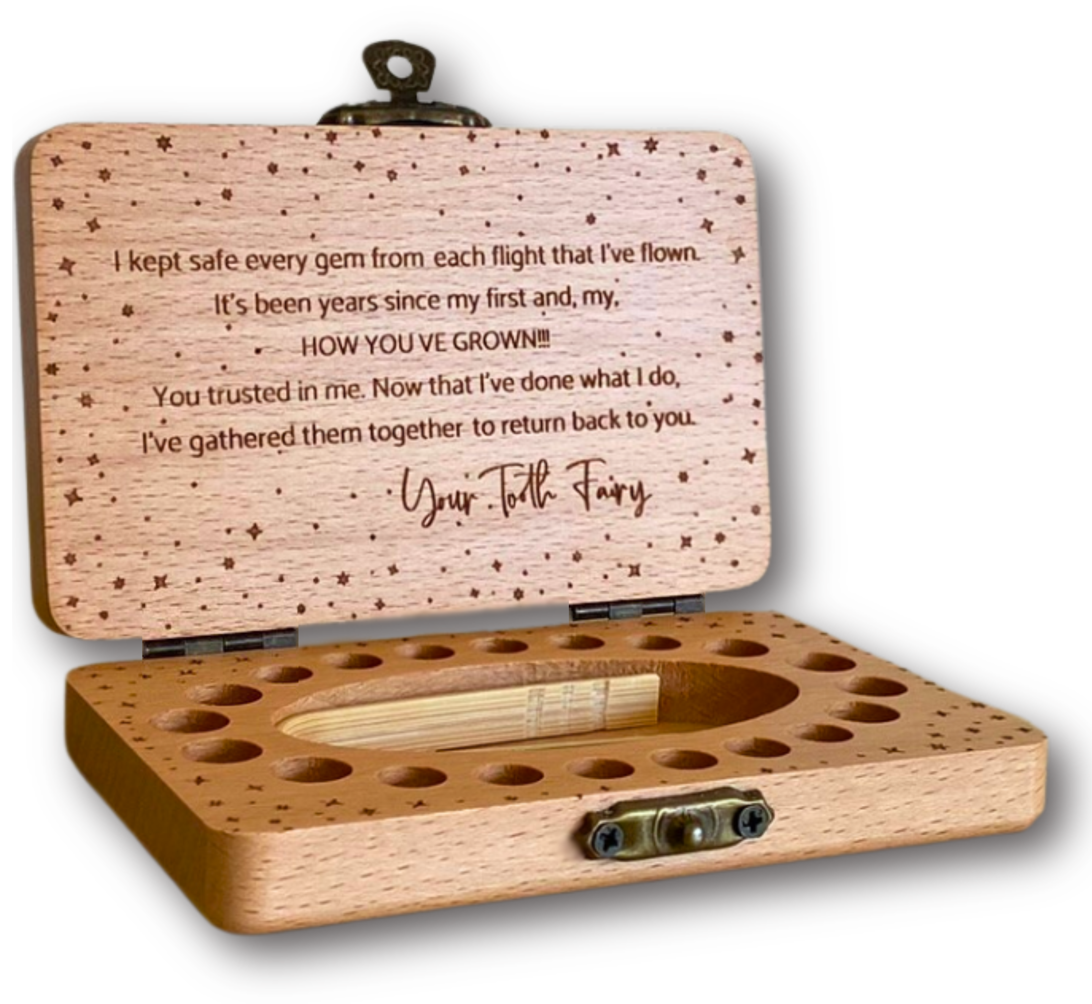 thumbnail image 2 of Cutsom Name Personalised Tooth Fairy Box Trinket Lost Tooth Keepsake Box First Tooth Wood Round Box I.442205922 2 of 13