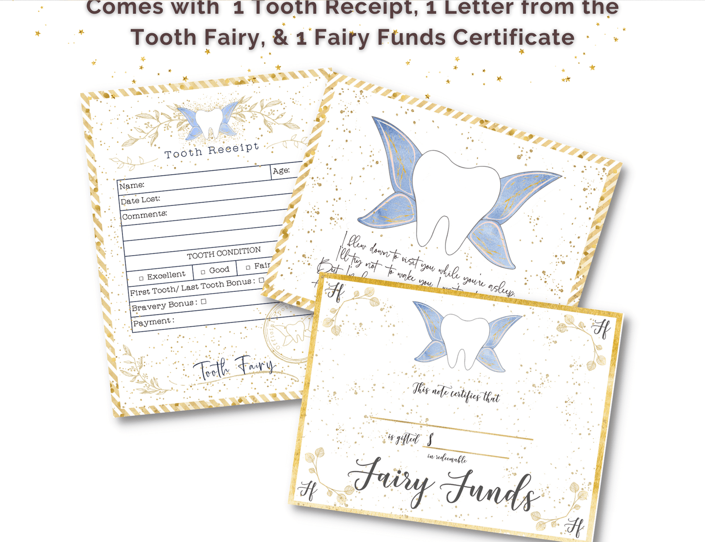 Tooth Fairy Box with Soft Tooth Pouch (Magnetic or Clasp Closure Sets)