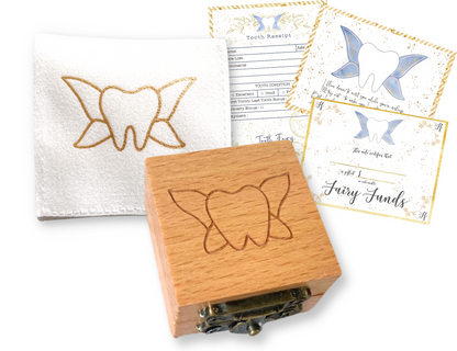 Tooth Fairy Box with Soft Tooth Pouch (Magnetic or Clasp Closure Sets)