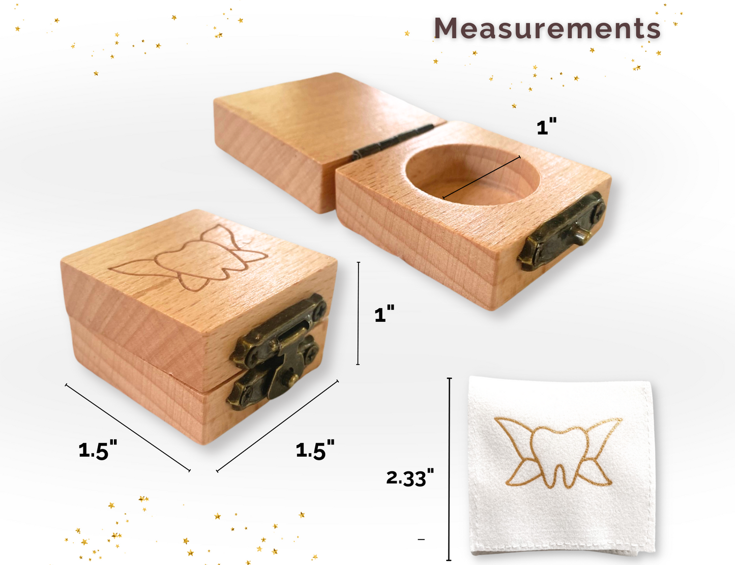 Tooth Fairy Box with Soft Tooth Pouch (Magnetic or Clasp Closure Sets)