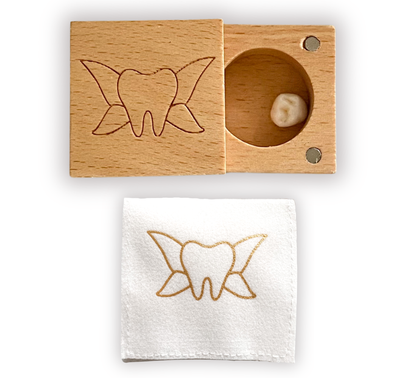 Tooth Fairy Box with Soft Tooth Pouch (Magnetic or Clasp Closure Sets)
