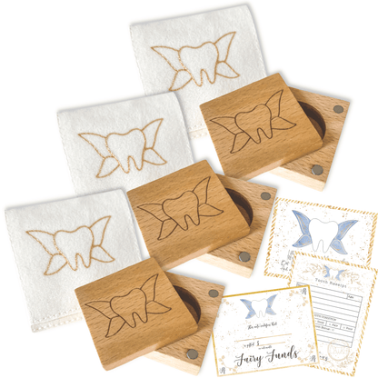 Tooth Fairy Box with Soft Tooth Pouch (Magnetic or Clasp Closure Sets)