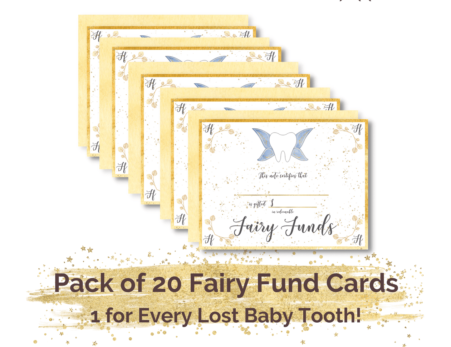 Customizable Tooth Fairy Certificates, a Cash Alternative, pack of 20