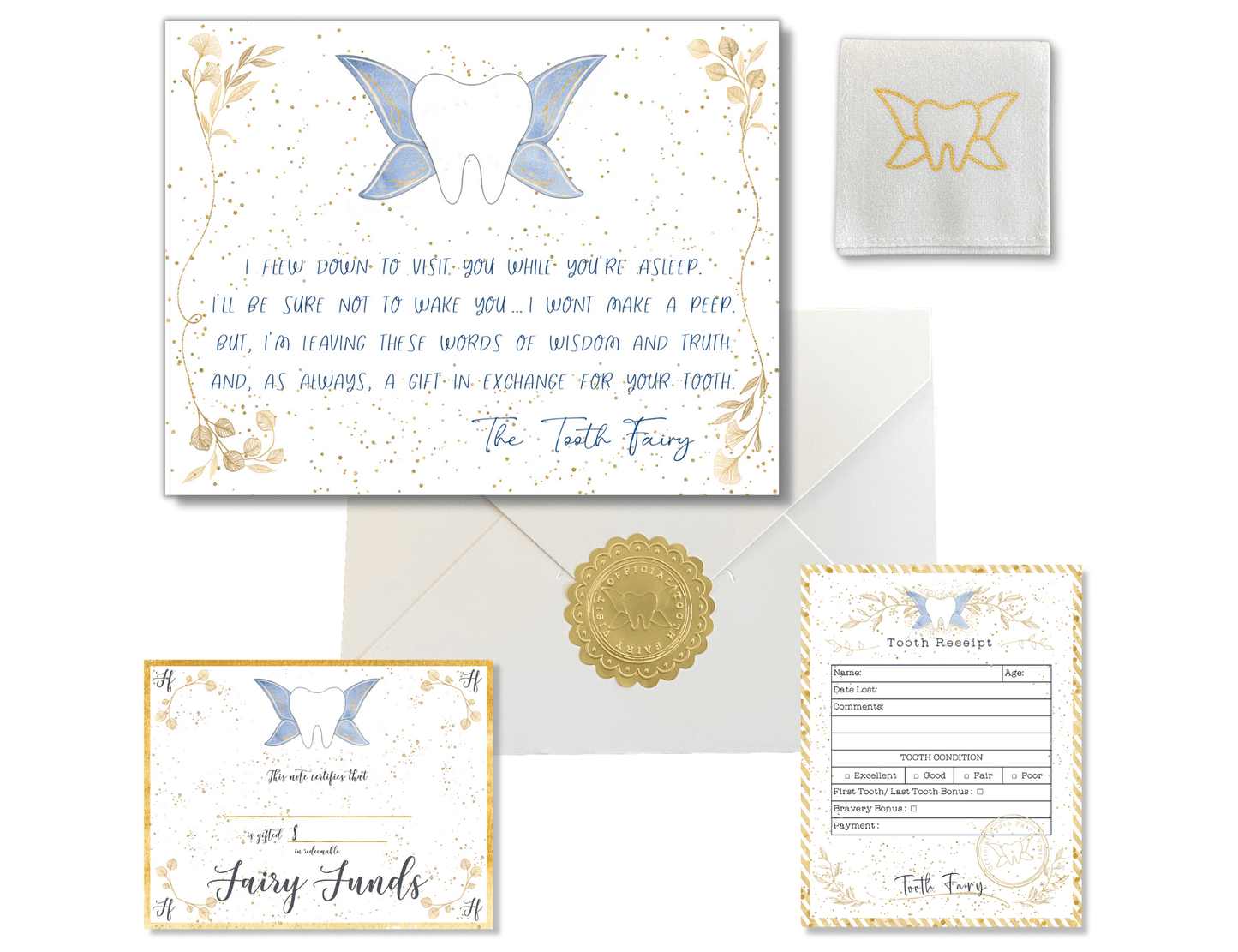 Tooth Fairy Letter Kit with 5 Virtue-themed Tooth Fairy Letter Poems
