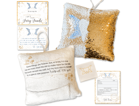 Tooth Fairy Pillow with Reversible Sequins and Large Note & Tooth Pocket