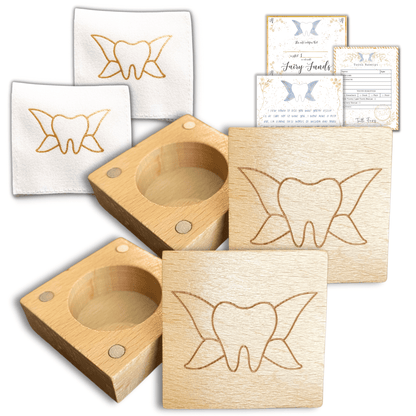 Tooth Fairy Box with Soft Tooth Pouch (Magnetic or Clasp Closure Sets)