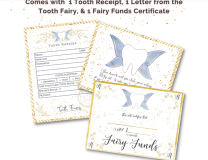 Tooth Fairy Box with Soft Tooth Pouch (Magnetic or Clasp Closure Sets)
