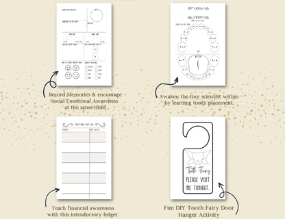 Tooth Fairy Log Book and Keepsake Journal, Gold Glitter - 20MomentsofTooth